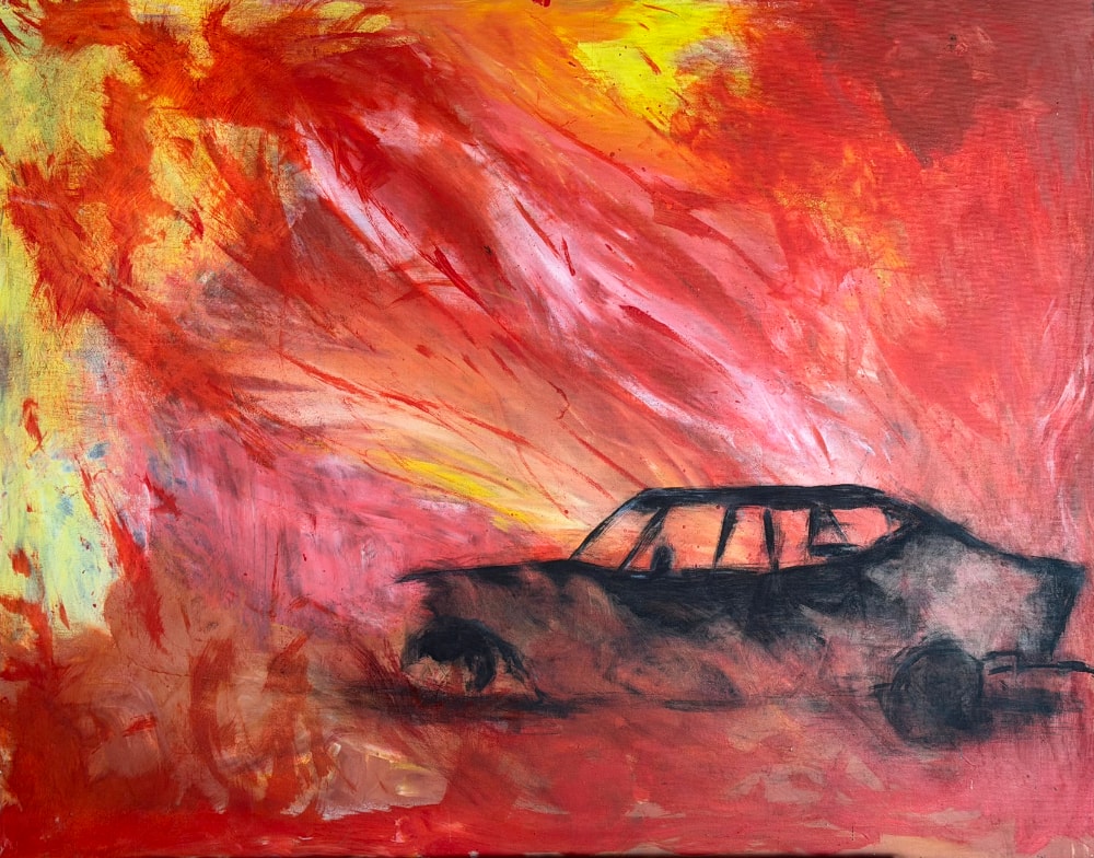 Painting - Burning Car
